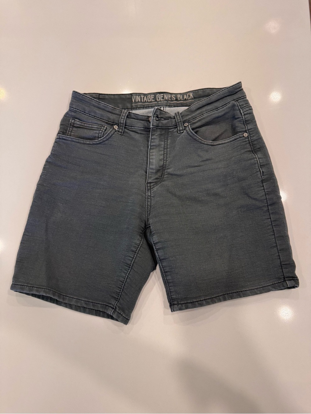 Vintage Men's Black-Grey Denim Shorts